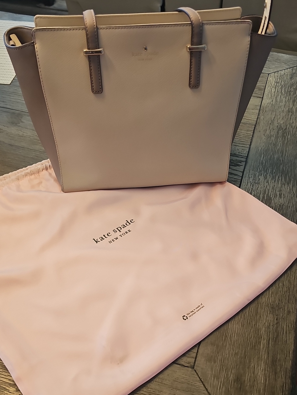 kate spade Two-Tone Cream and Taupe Tote Bag